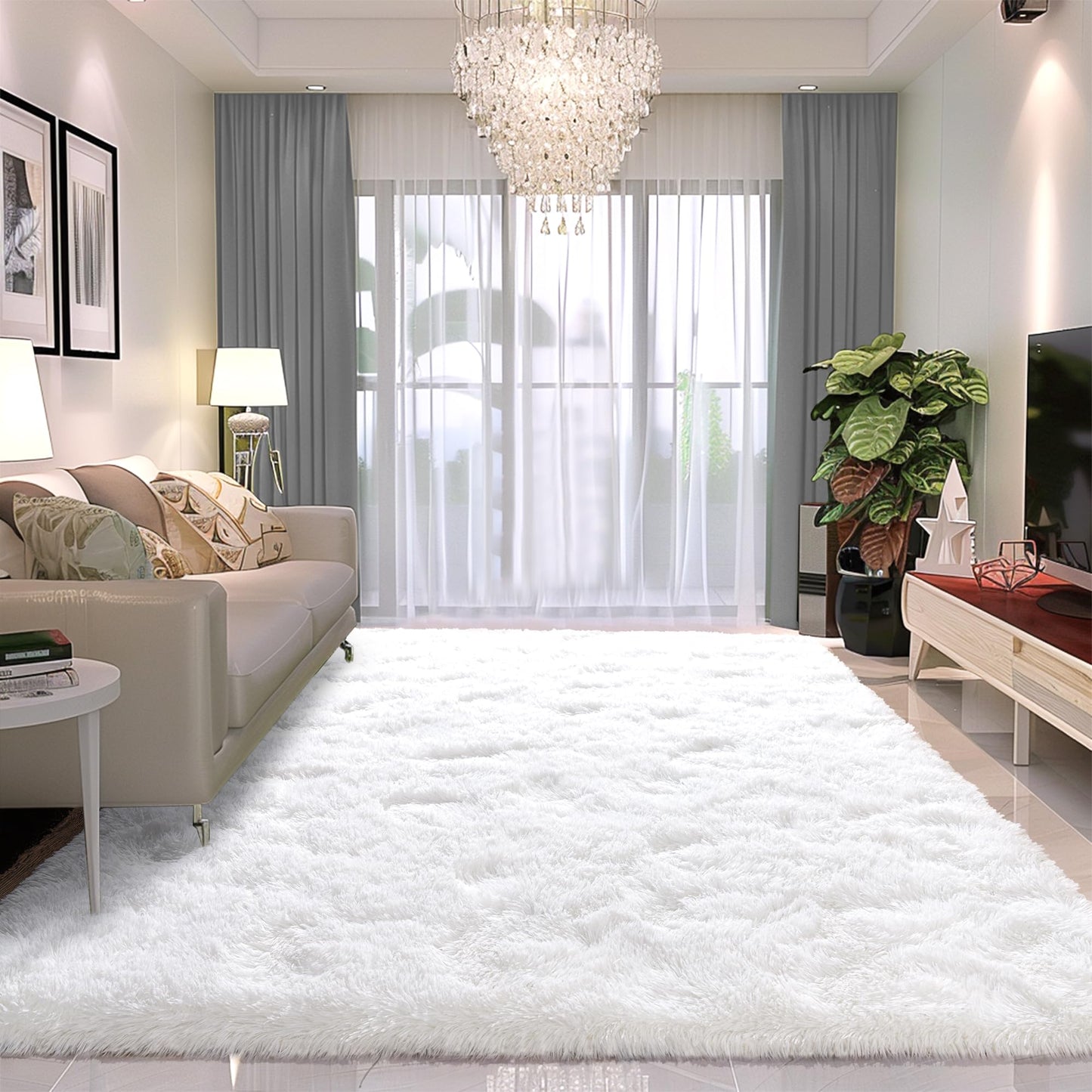 Awaytail 8x10 Carpet Fluffy Rug for Living Room - Large Nursery Thicked Fuzzy Plush Rug for Bedroom 8x10 Area Rugs White