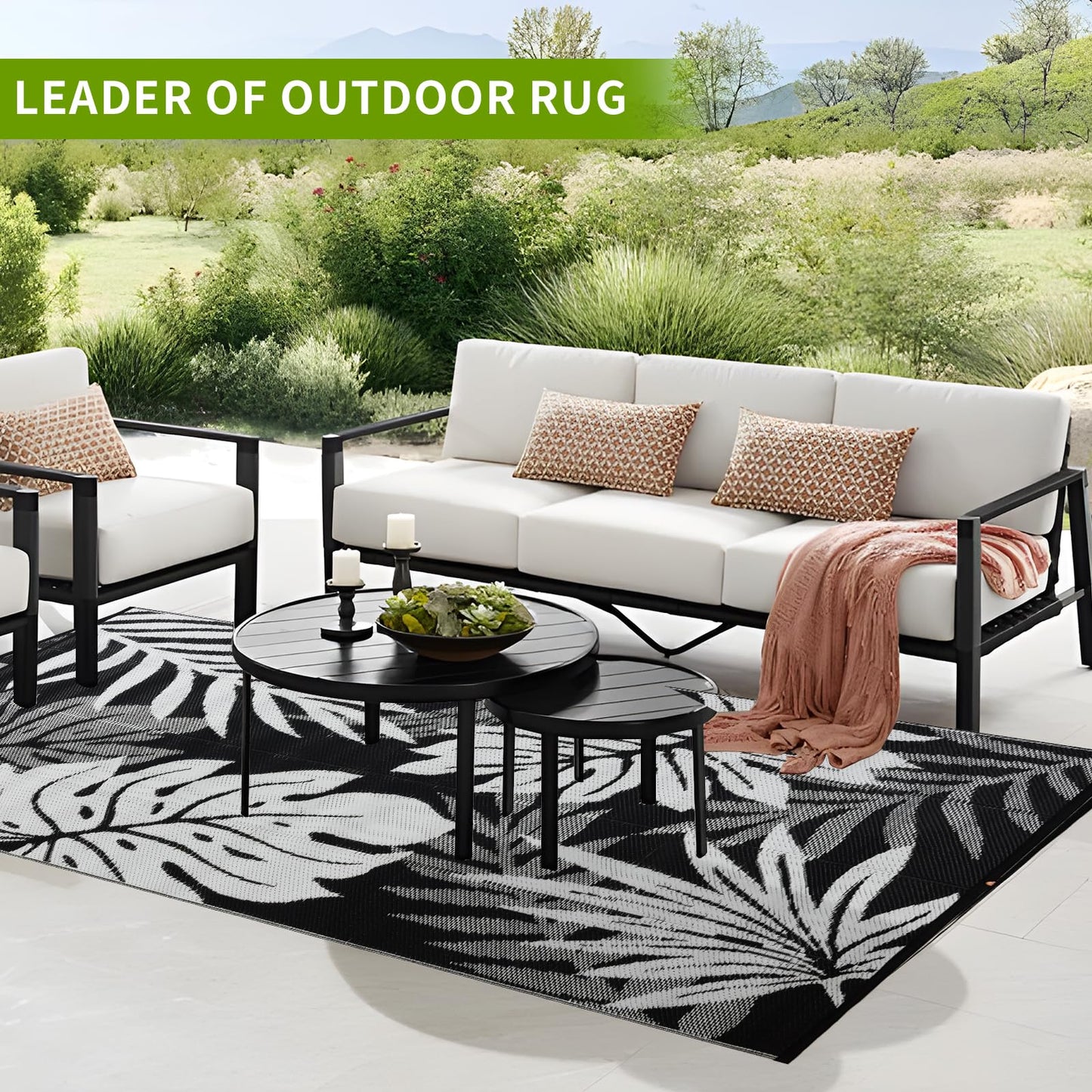 YONILE Outdoor Rug 5x8 ft Waterproof, Reversible Outdoor Plastic Straw Rug for Patios Clearance, Outdoor Area Rug Carpet RV Mat for Camping Backyard Deck Porch