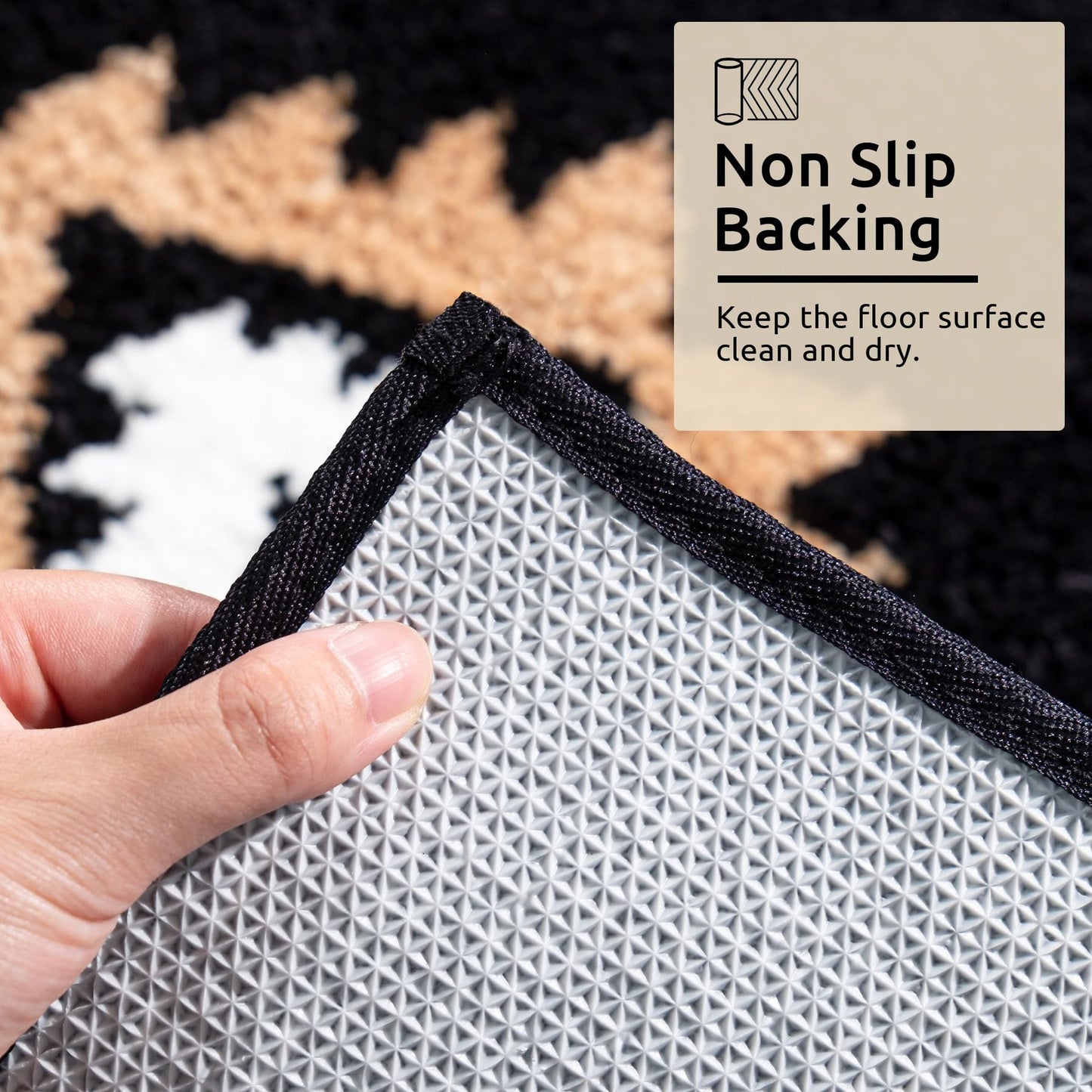 DEXDE Black Bathroom Rugs Mat 20x32, Aztec Boho Bath Rugs Long Western Plush Non Slip Machine Washable Bath Mats Large Luxury Soft Absorbent Modern Carpet for Floor, Tub, Shower, Kitchen, Entryway