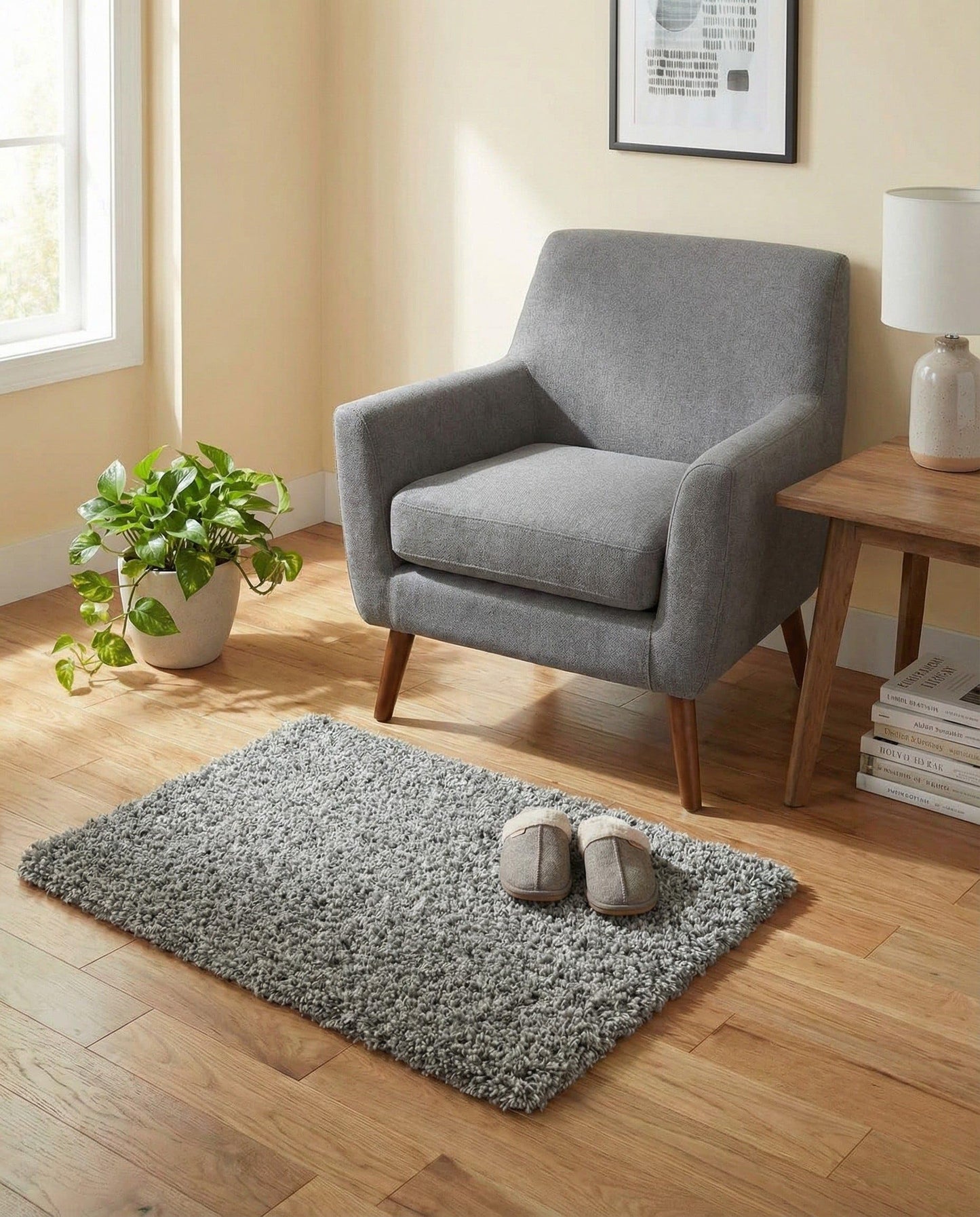 Rugs.com - Solid Shag Rug – 2' x 3' 1 Cloud Gray Shag Rug – Plush Accent for Nurseries, Playrooms, and Bedrooms