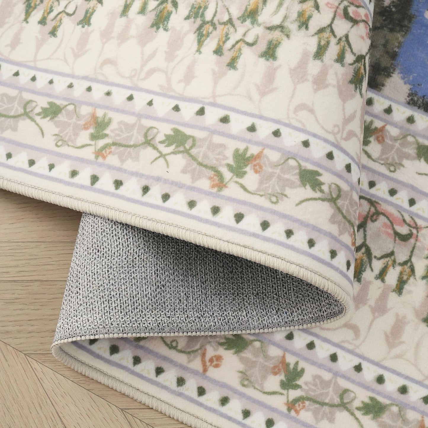 Rugcomf Area Rugs 8x10 Clearance Impressionist-Style Vintage Washable Area Rug Non Slip Low Pile Large Rug for Bedroom Farmhouse Dining Room Kids Playroom, Beige