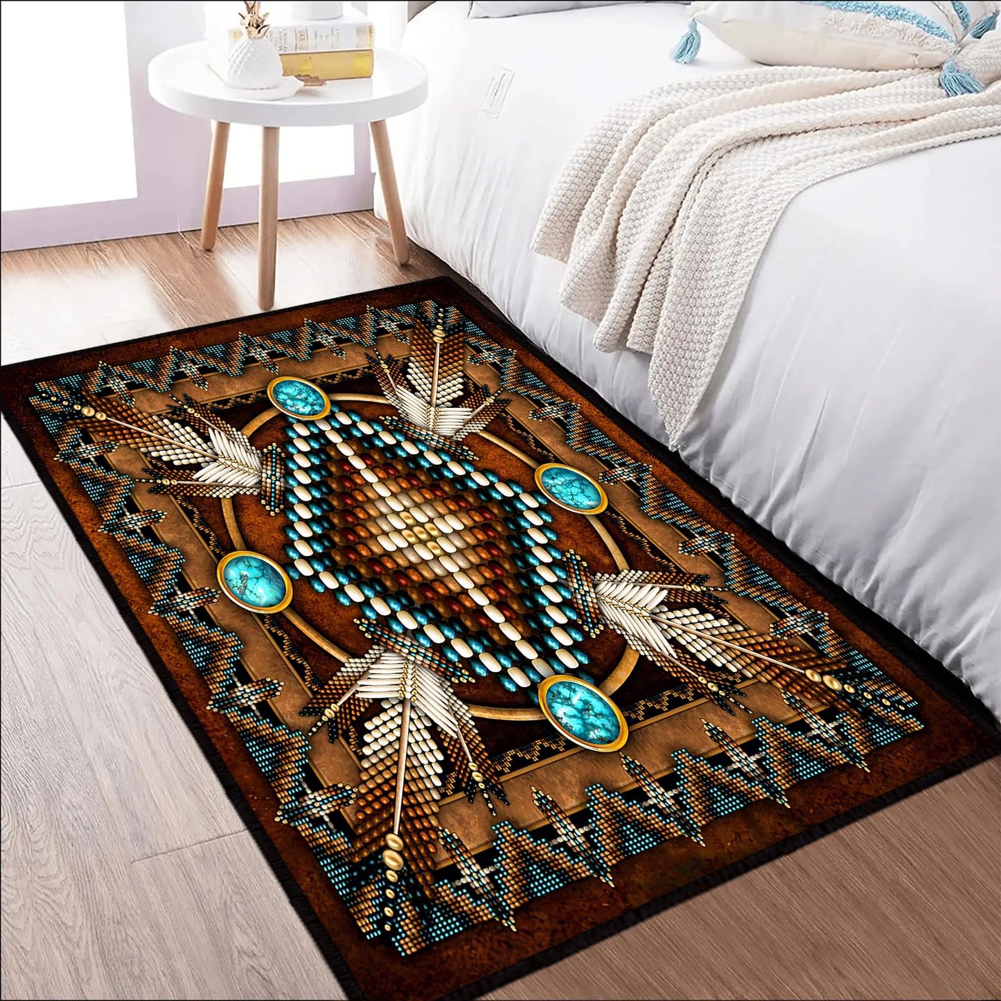 Southwestern Area Rug 3x5 Washable Bedroom Rug,Aztec Tribal Rugs Native American Throw Rugs Vintage Rug Non Slip Entryway Area Carpet Soft Floor Carpets Mat for Living Room,Entrance,Laundry,Office