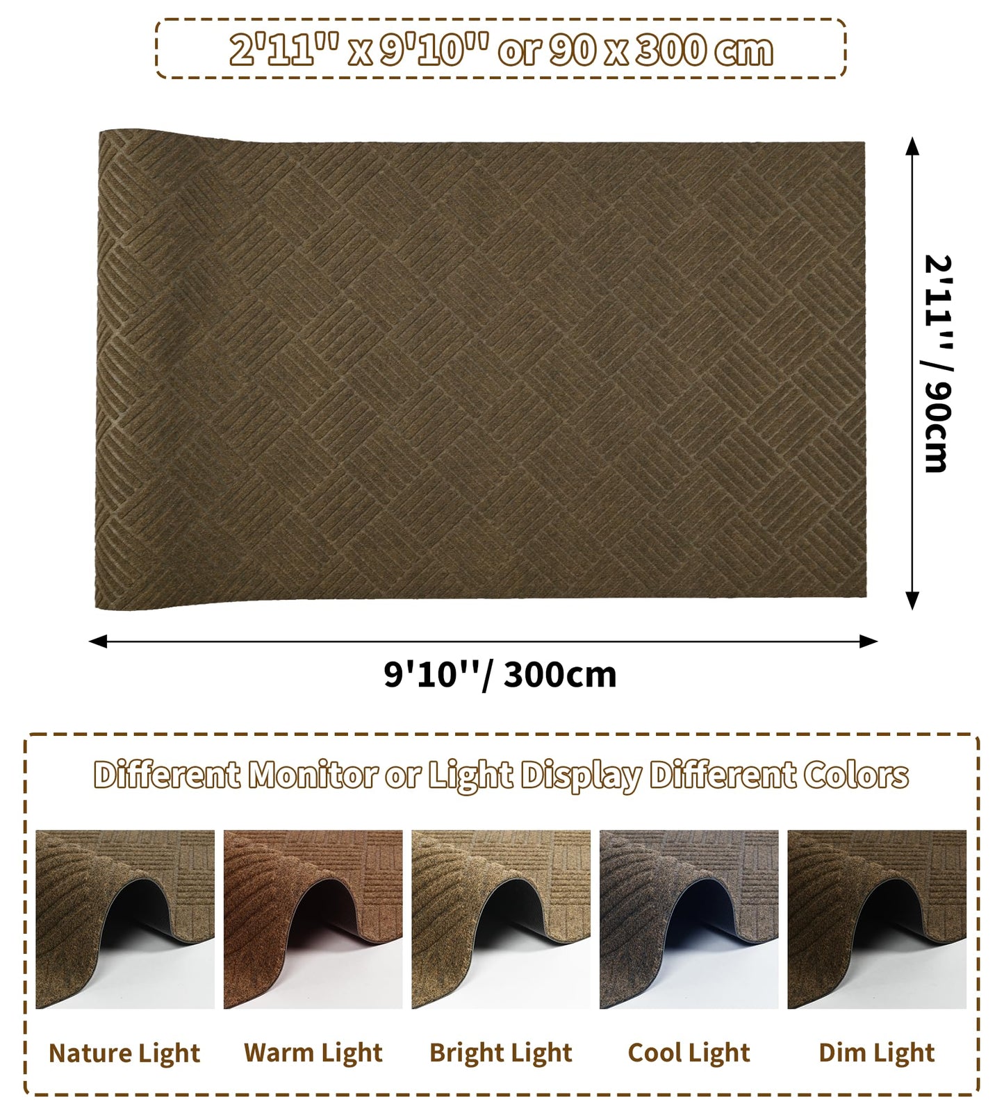 jxgzyy Hallway Runner Rug 2'11" x 9'10", Non-Slip Commercial Outdoor Carpet Runner, Heavy Duty Entrance Floor Mat for Narrow Halls, Patio, Garage and Entryways, Coffee