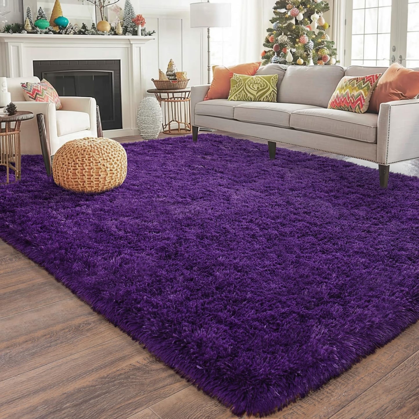 Ailyei 8x10 Large Area Rugs for Living Room, Ultra Soft Purple Big Shag Rug for Bedroom Nursery, Modern Fluffy Plush Carpet for Girls Boys Kids Room Dorm Home Decor, Upgrade Non-Slip
