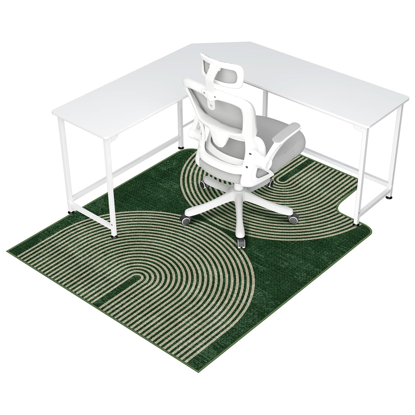 Office Chair Mat for Hardwood Floor & Tile Floor,48"X 60" Heavy Duty Desk Chair Mat for Hard Floors, Under Desk Rug for Rolling Computer Chair,Anti Slip,Low Pile Carpet Protector-Convex Geo Green