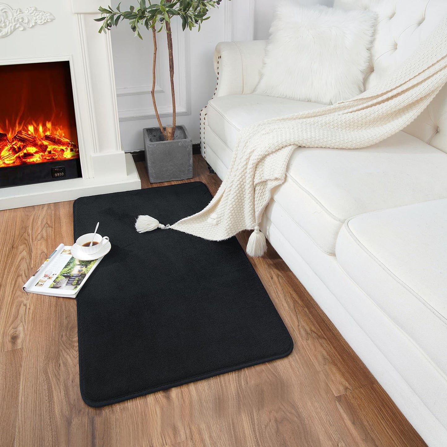 HOMORE 2x3 Small Black Rug, Soft Memory Foam Rugs for College Dorm, Throw Bedside Rug for Bedroom, Non Slip Washable Rugs for Indoor Entryway Entrance Kitchen