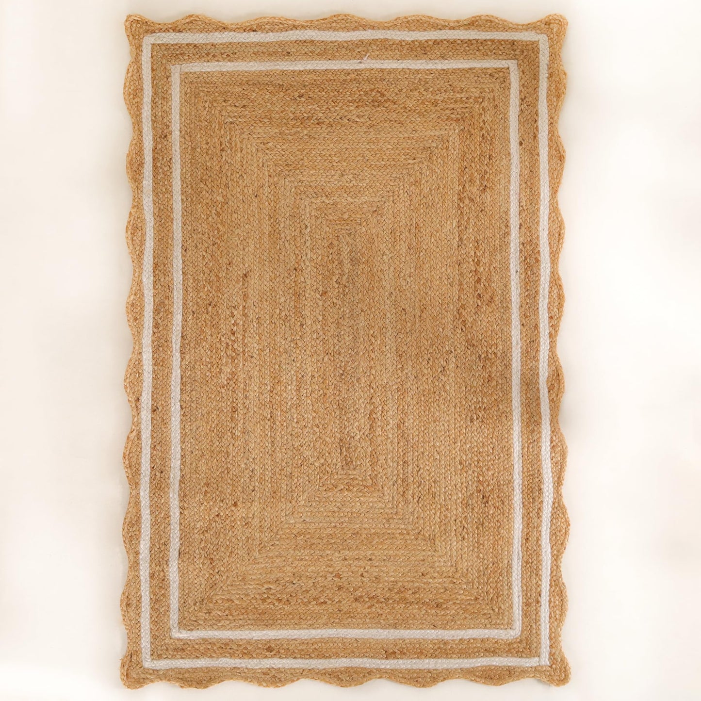 VEVARA HOMES Natural Wave Jute Area Rug – Extra Large Handwoven Braided Rug for Living Room & Dining Room, 8x10 Feet