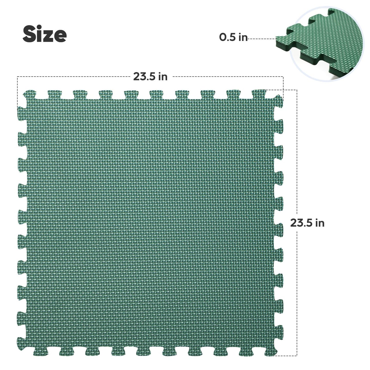 24 Pack Home Gym Mat, Puzzle Exercise Mat, EVA Interlocking Foam Floor Tiles for Home Workout Equipment and Kids' Play Areas - Blue, 24 in x 24 in x ½ in - (Green, 24 Pack(96 SQ FT))