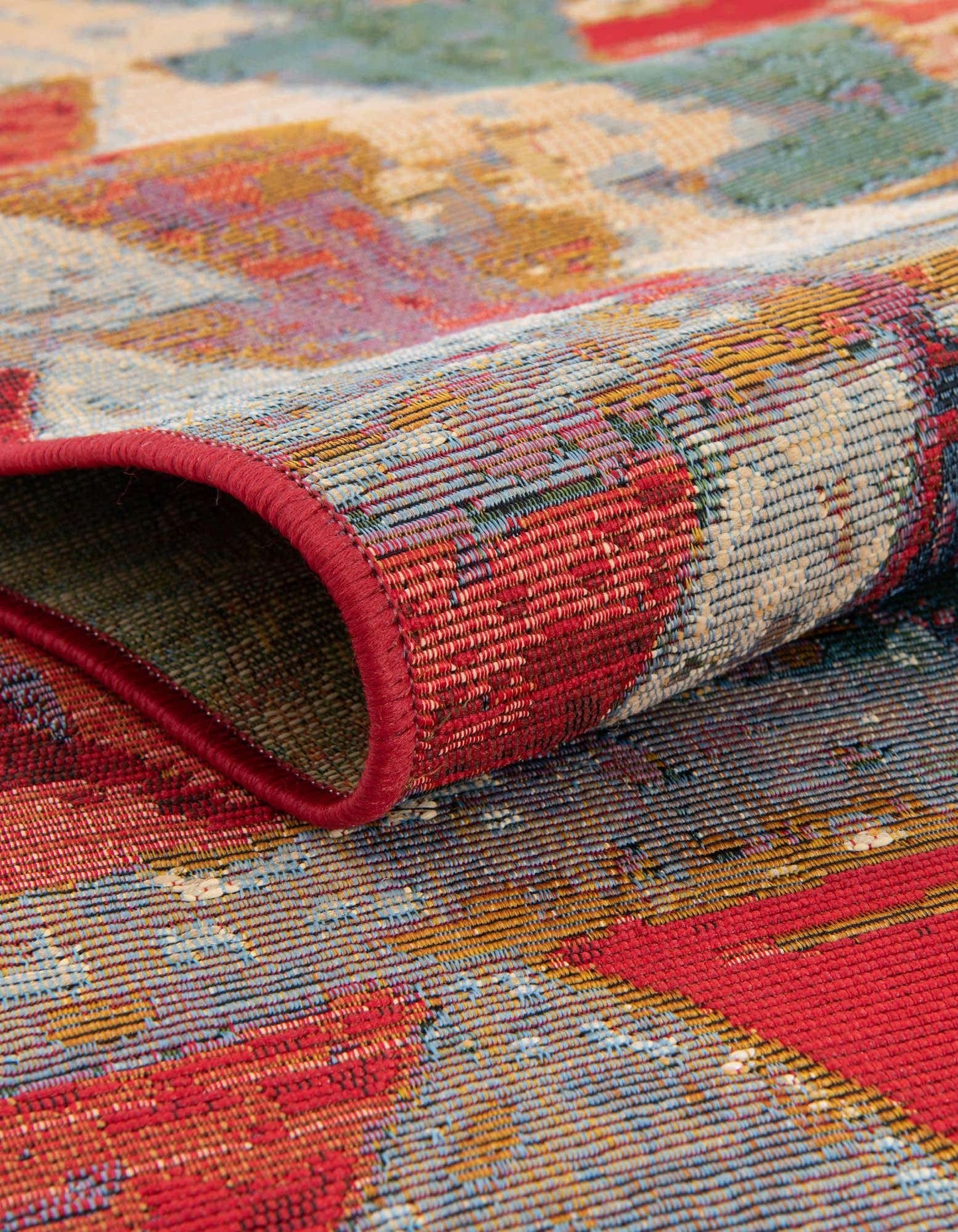 Unique Loom Outdoor Modern Collection Area Rug - Tamarindo (5' 3" Octagon Multi/Burgundy)