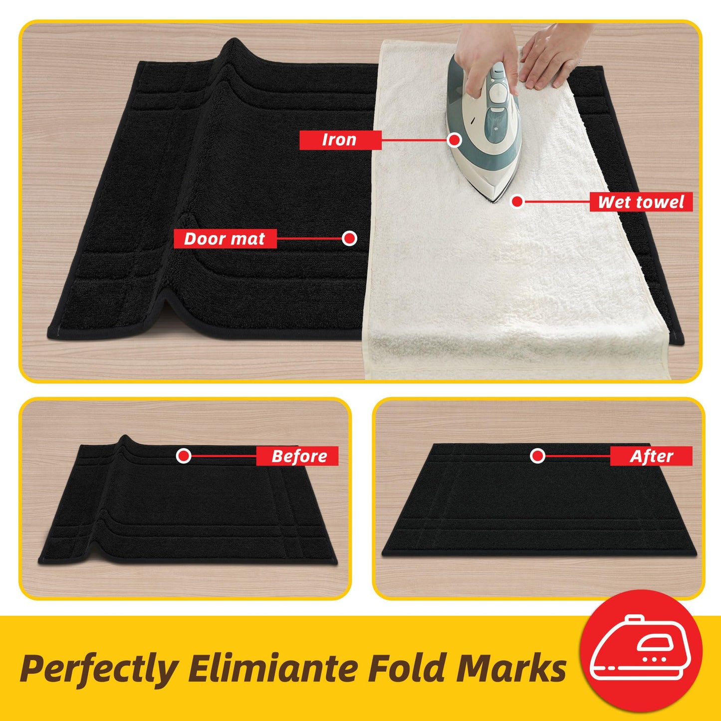 JSEI Door Mat, Low Profile Front Entryway Rugs for Wet Shoes and Dirty Pet Paws, Absorbent Dirt Trapper Doormat, Non Slip TPR Backing, Machine Washable Entryway Mat, Black, 20" x 32"
