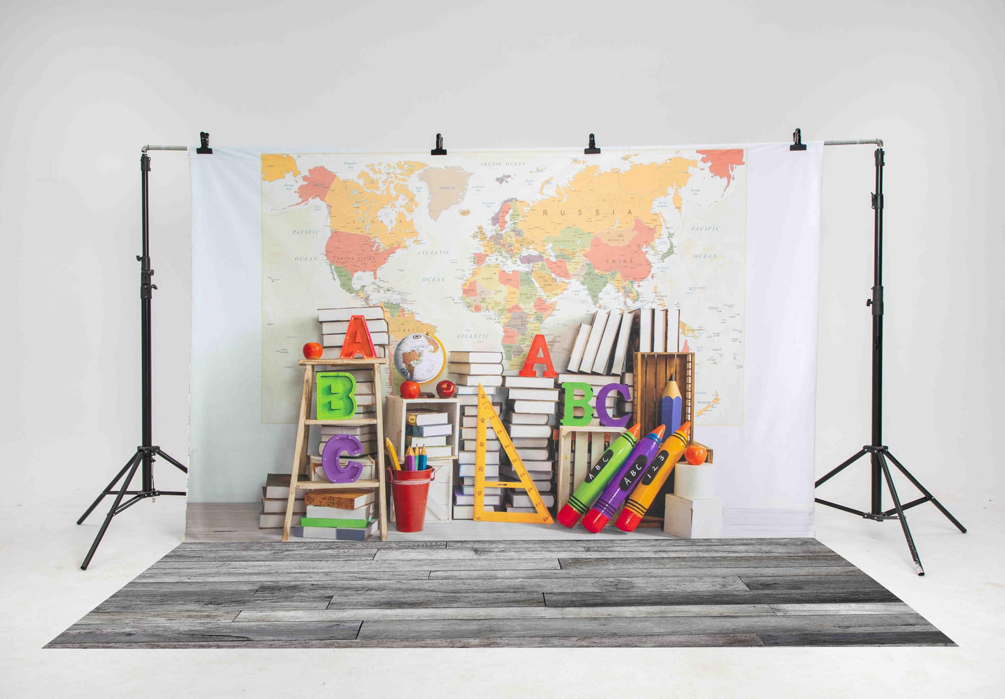 Kate Grey Wood Rubber Photography Floor Mat, Non-Slip Retro Wood Printed Floor Backdrop, Foldable Newborn Photography Drops Photo Studio Props 5x4ft