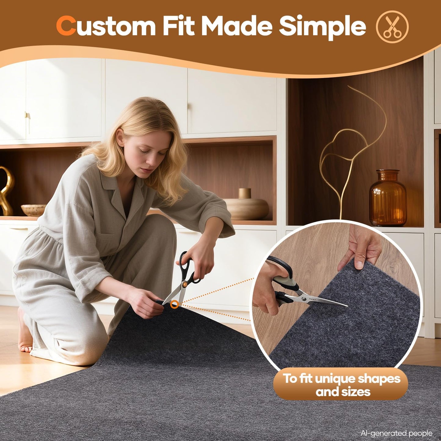 Veken Non Slip Cushioned Rug Pad Gripper 2 x 4 Ft, Felt and Silicone Backing, 1/8 inch Thick Carpet Liner for Hardwood Floors and Finishes, Under Area Rugs Anti Skid Mat, Keep Rugs Safe and in Place
