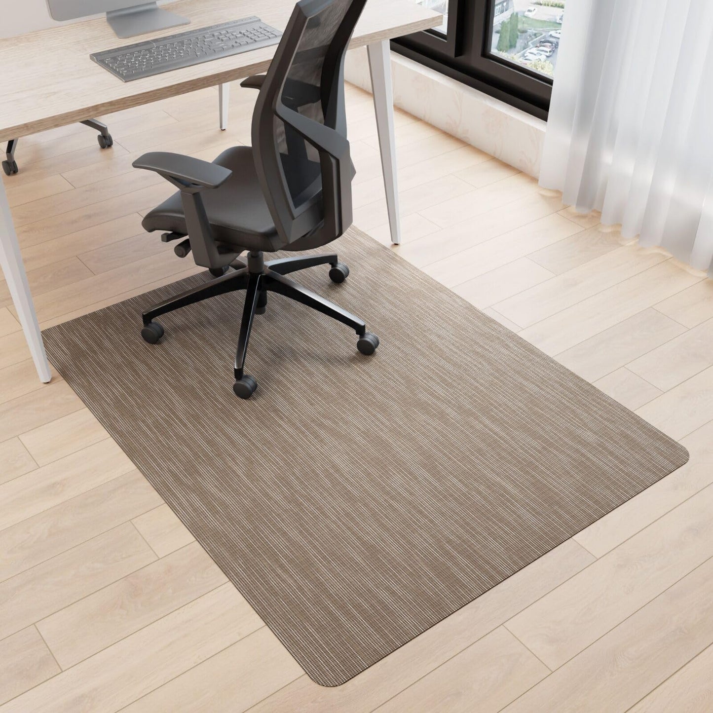 Futurwit Office Chair Mat for Hardwood Floor, 48" x 36" Desk Computer Chair Mats for Hard Wood, Anti-Slip Easy Glide Rolling Floor Protector Mat, Under Desk Mat for Home Office, Dark Brown