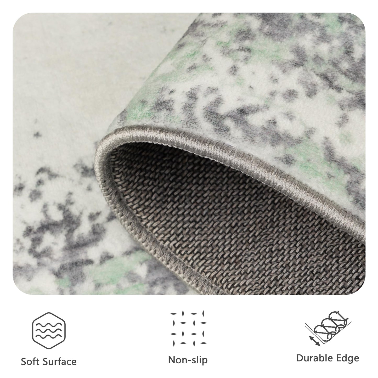 Yarooge 8x10 Area Rugs, Abstract Modern Ultra Soft Washable Rug, Non Slip Carpet with Rubber Back, Large Rugs for Living Room, Bedroom, Dining Room Decor(Light Green/Cream)