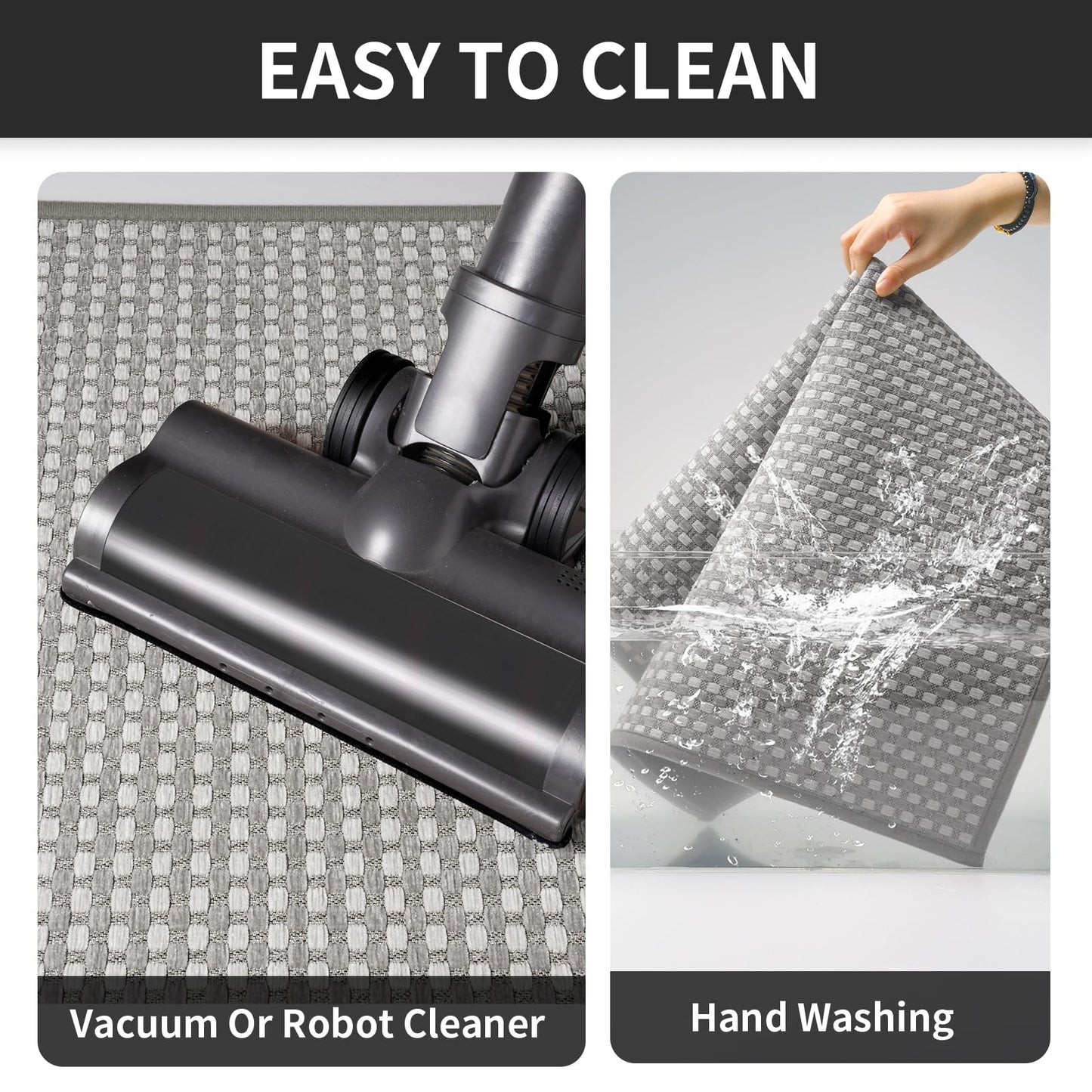 YDKGL Kitchen Rugs Mat Non Slip Washable, Super Absorbent Kitchen Mats for Floor, Rubber Backing Soft Braided Standing Floor Mats Sink Mat Runner Rug, Easy to Clean and Maintain, Gray 17"x30"