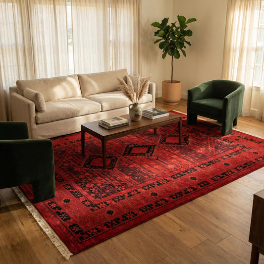 Unique Loom Tekke Collection Area Rug - Sheibani (10' x 14' 1" Rectangle, Red/ Black)