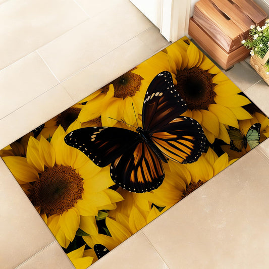 amepay Butterfly Indoor Door Mat – Stylish 17x29.5in Non-Woven Fabric Floor Doormat with Sunflower Flower Bright Design,Floral Lover Doormats, for Porch Insider,Bedroom,Living Room – Decor Rug Gifts