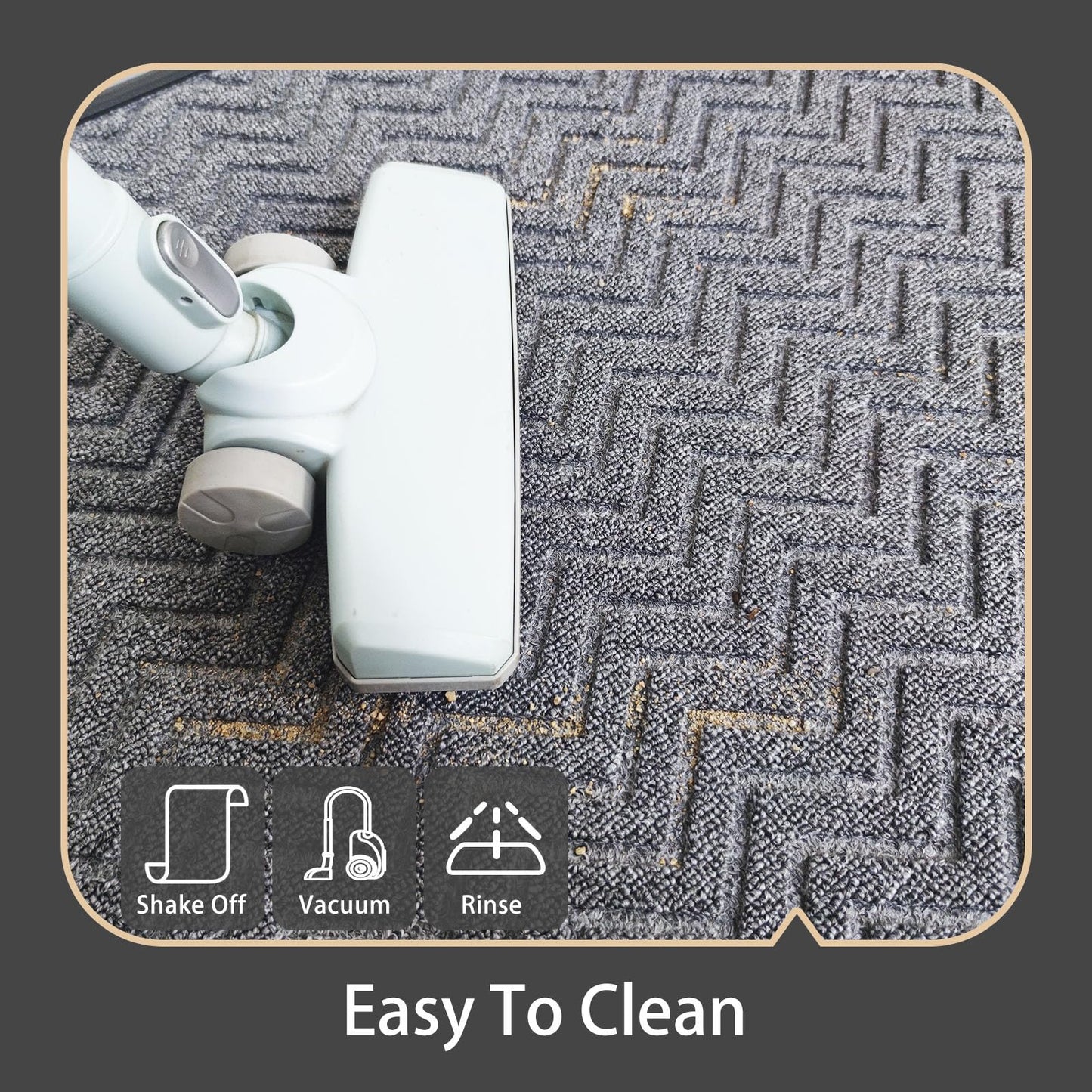 Fylyz Door Mat for Outdoor Indoor Entrance, Entry Mat Skidproof and Waterproof, Front Door Mats with Durable Non-Slip Backing. Dark Grey, 24"x36"