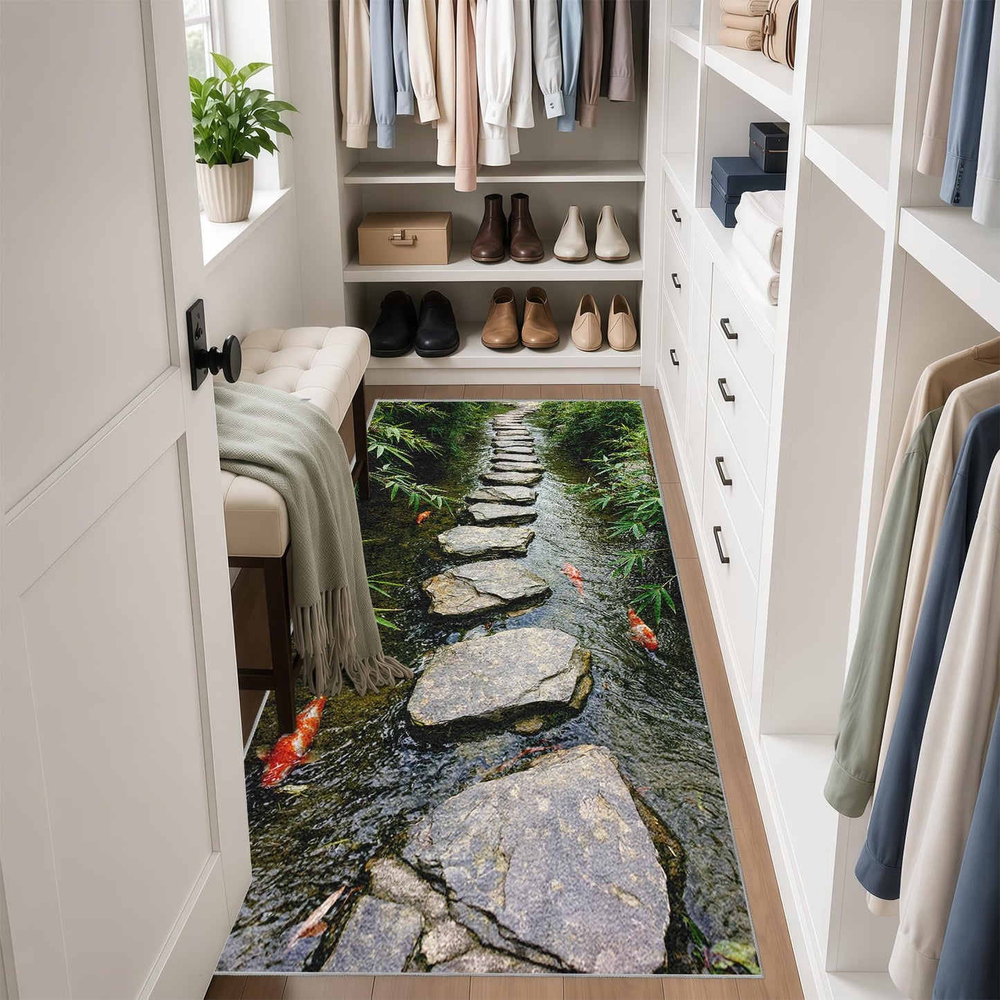 Optical Illusion Hallway Runner Stone Road 2.6x8 Runner Rug