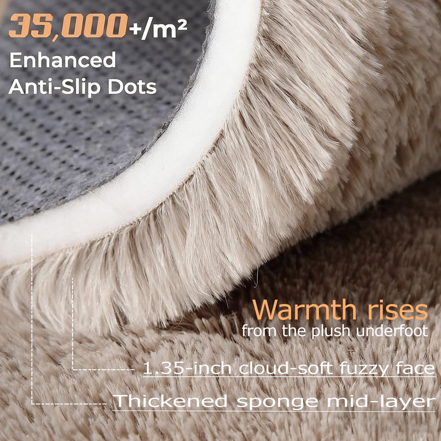 8x10 Area Rugs for Living Room: Fluffy Shag Soft Washable Rug Large Fuzzy Plush Indoor Carpet for Bedroom Nursery Playroom Kids Girls Boys Room (Camel, 8'x10')