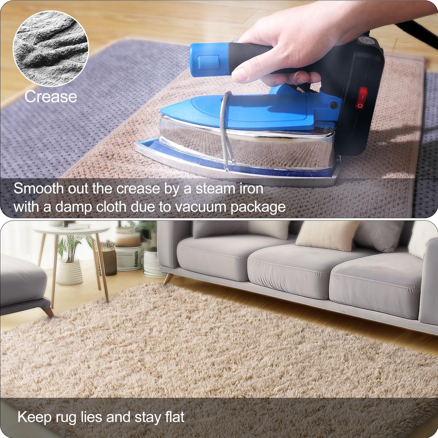 qulint Large Area Rug for Living Room 10x14, Soft Fluffy Tan Area Rug for Bedroom, Shag Shaggy Fuzzy Nursery Carpets for Boys and Girls Dorm Room Kid Room Home Decor (10ft x 14ft, Light Tan)