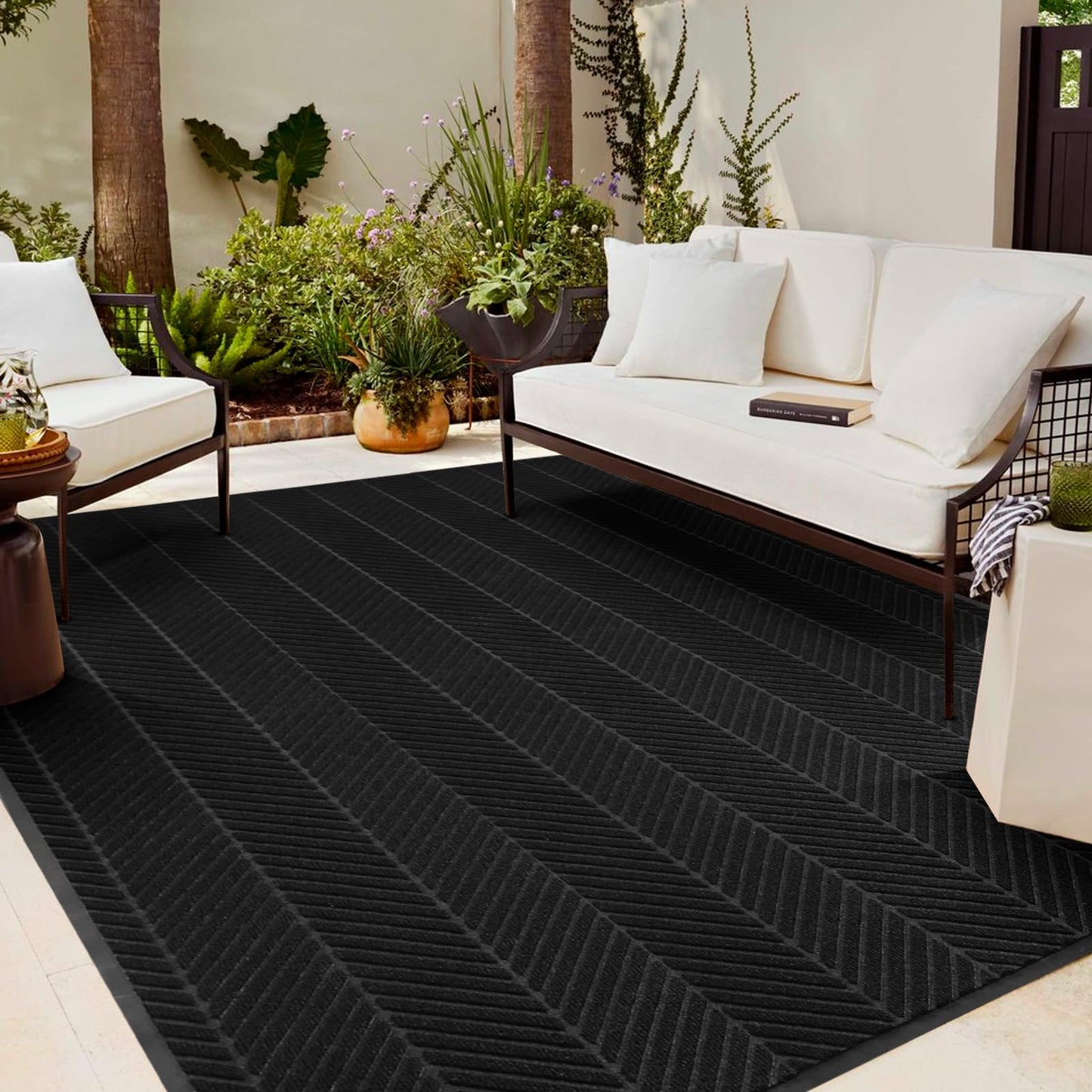 Front Door Mat Indoor Outdoor Entrance, 4' x 12' Heavy Duty Doormat for Entryway, Absorbent Low Profile Welcome Mats Non-Slip, Trap Dirt Durable Mats for Home, Patio, Garage