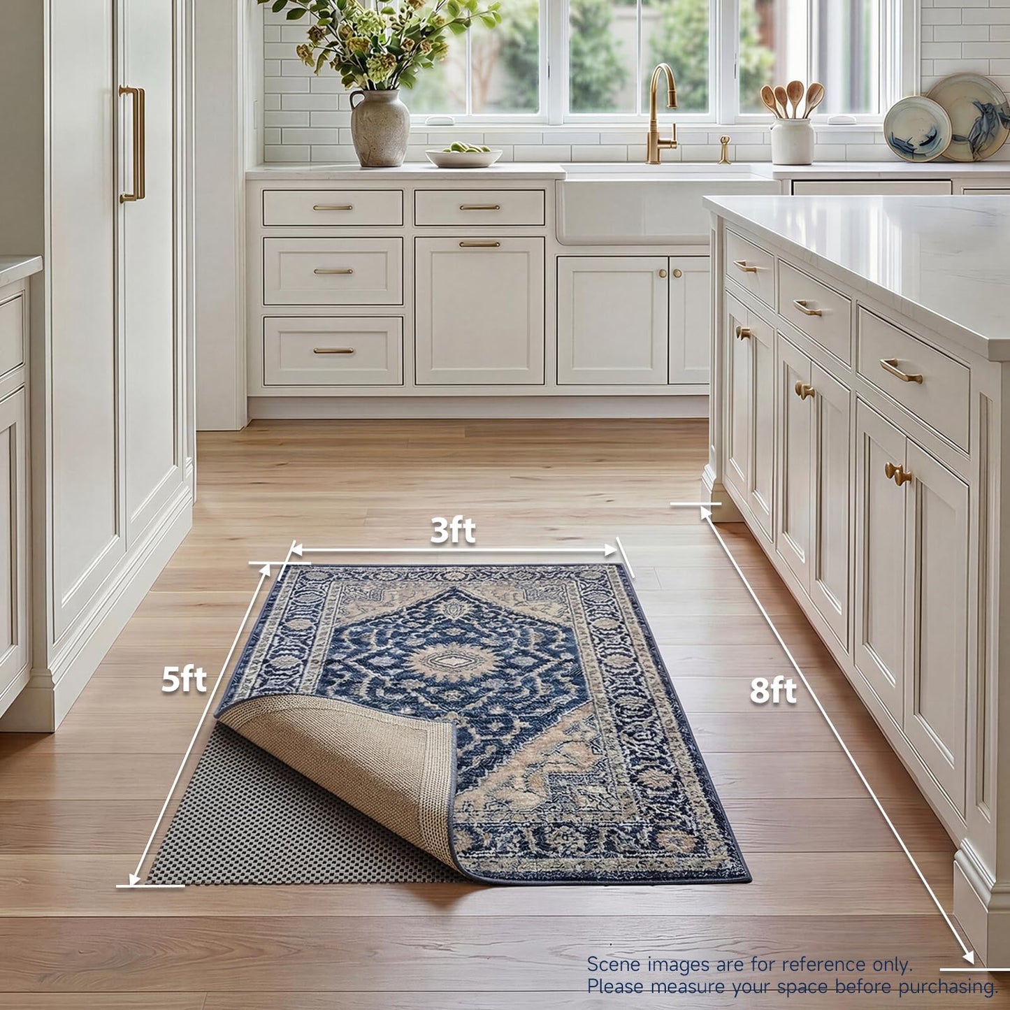 Veken 3x5 Ft Rug Pad Gripper for Hardwood Floors, Non Slip Rug Pads for Area Rugs, Thick Dark Grey Rug Grippers for Tile Floors, Under Carpet Anti Skid Mat, Keep Your Rugs Safe and in Place