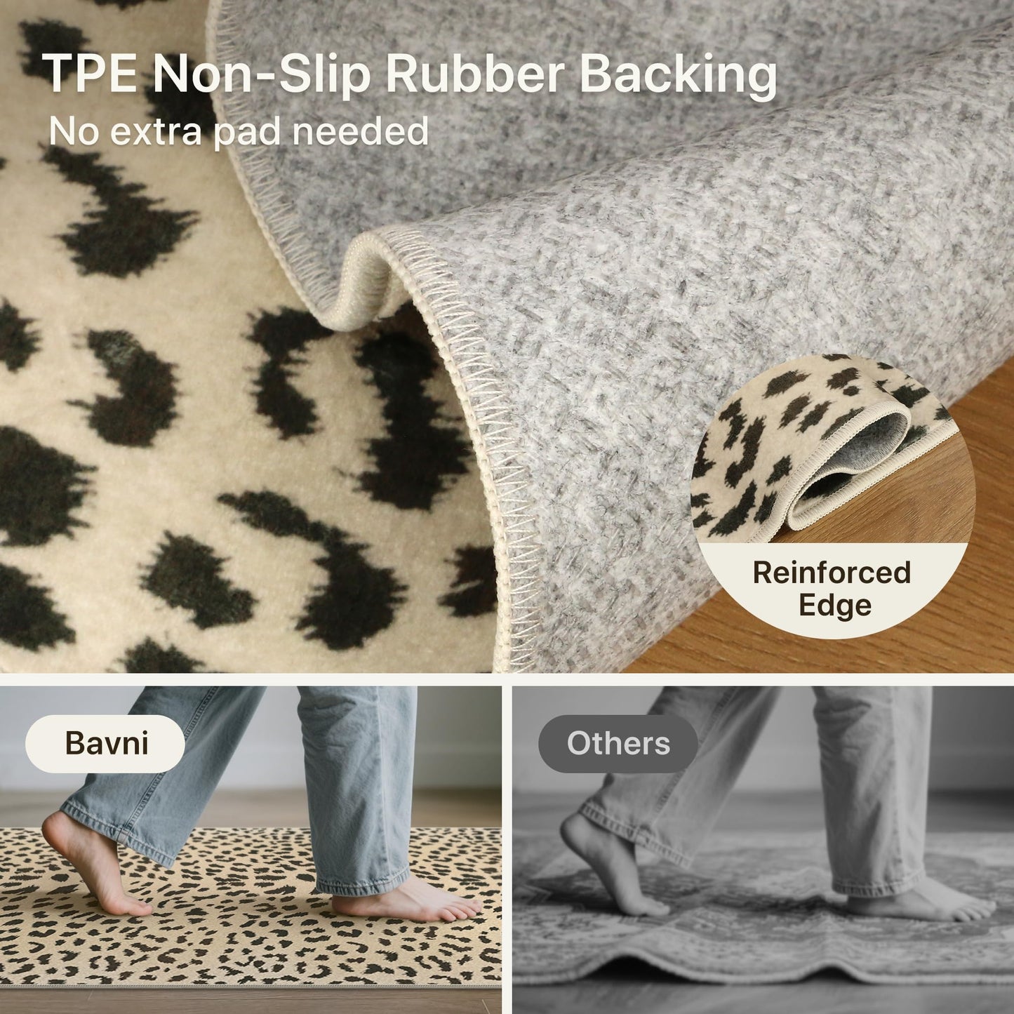 Bavni 5FT Leopard Round Area Rugs for Living Room, Machine Washable Animal Rug Foldable Ultra-Thin Indoor Non Slip Brown Carpet Print Mat,Bedroom Dining Room Home Office, Light Brown