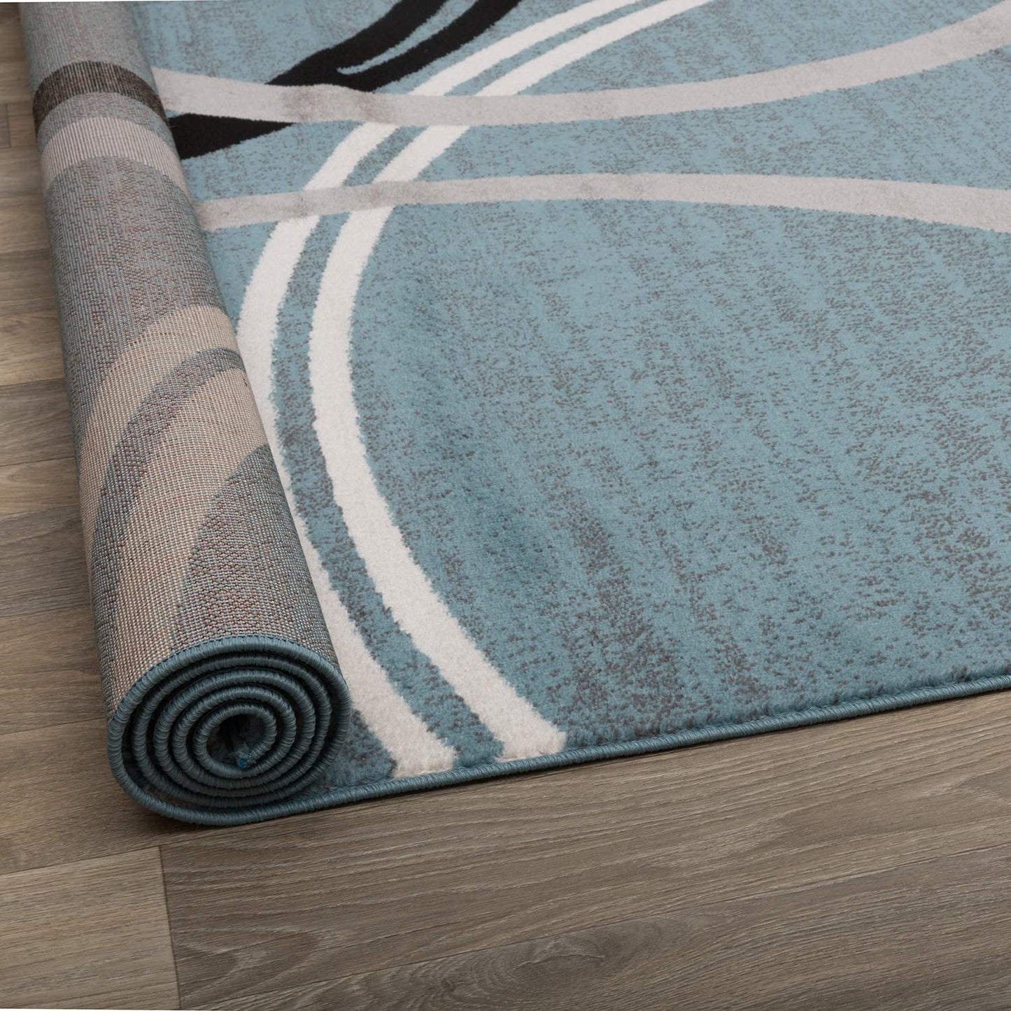 Rugshop Modern Wavy Circles Design Area Rug, Fade-Resistant Carpet for Entryway, Bathroom, or Kitchen, Blue, 3'3" x 5'