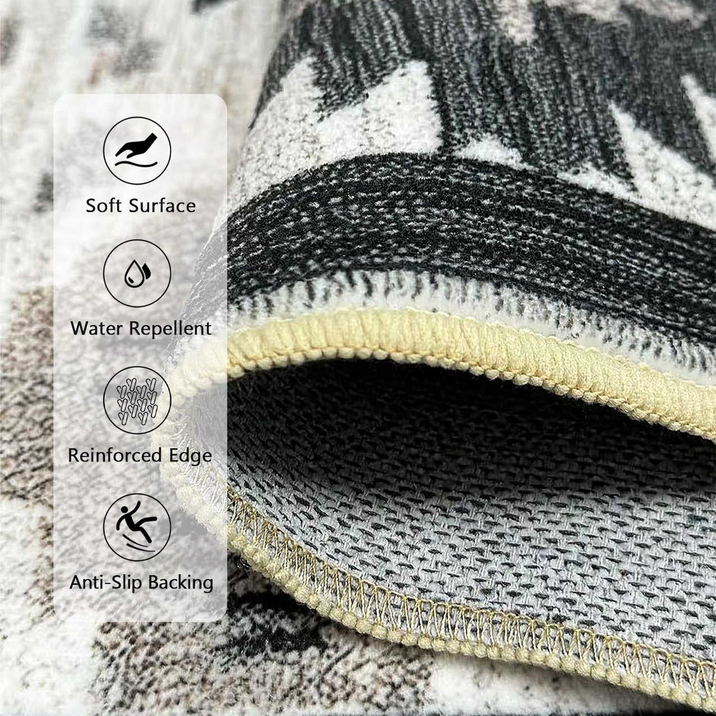 Area Rug 5x7 Western Rug Living Room Southwestern Aztec Rugs Machine Washable Tribal Navajo Southwest Rug Non Slip Printed Low-Pile Indoor Floor Carpet for Dining Room Bedroom Office, Beige