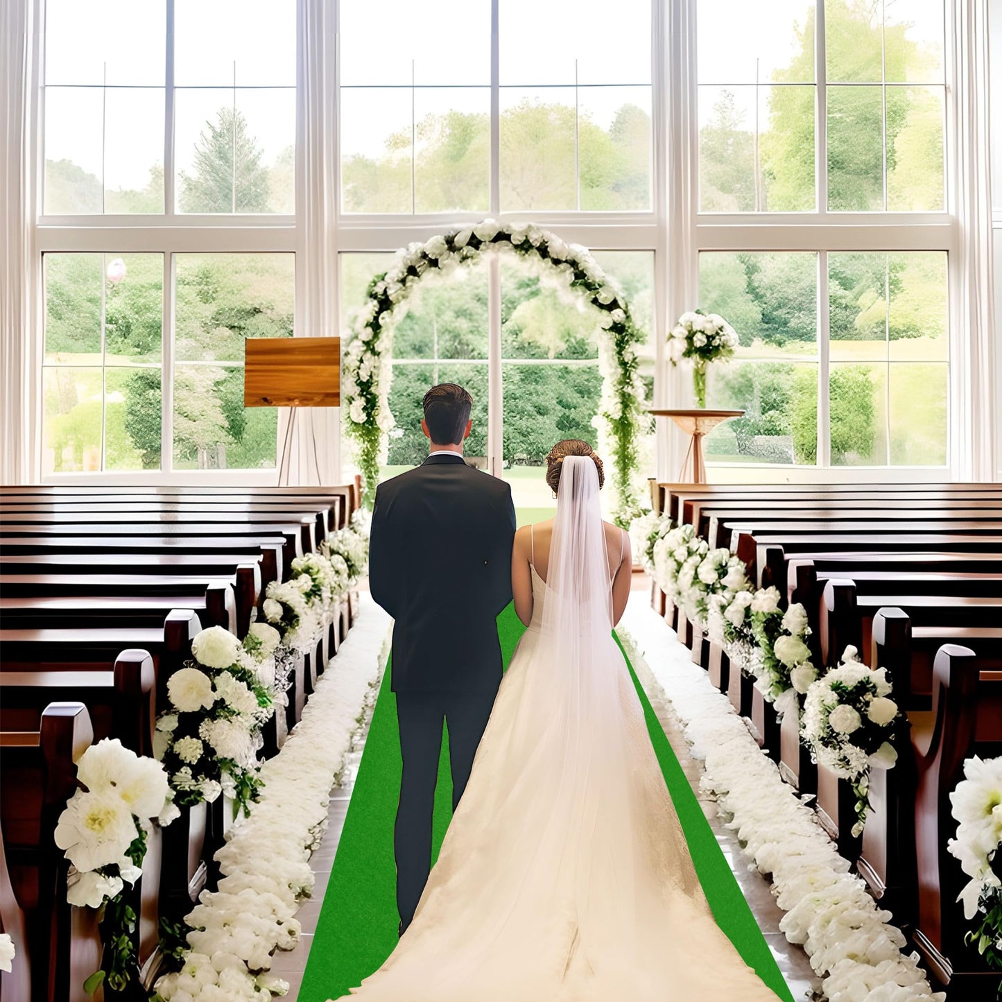 Green Carpet Runner for Party,140GSM 2.62FTx15FT Carpet Party Decorations,Green Runway Rug for Prom Felt Non-Woven Fabric,Runner for Wedding Ceremony