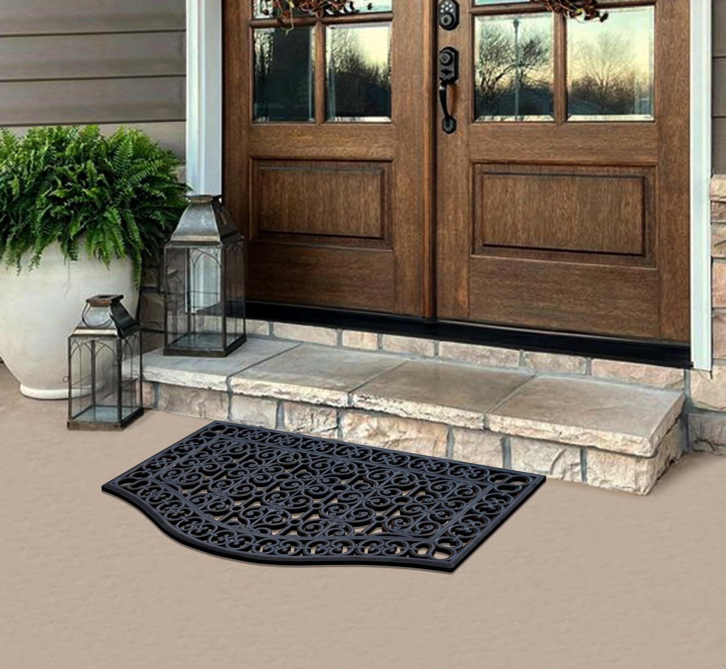 A1 Home Collections 12-LB Heavy Duty Rubber Doormat 24"×39" - Won't Blow Away | Outside Front Door Mat, Mud Dirt Scraper, Non-Slip Drainage Mat for Entryway Patio Garage, All-Weather, 100% Rubber Mats