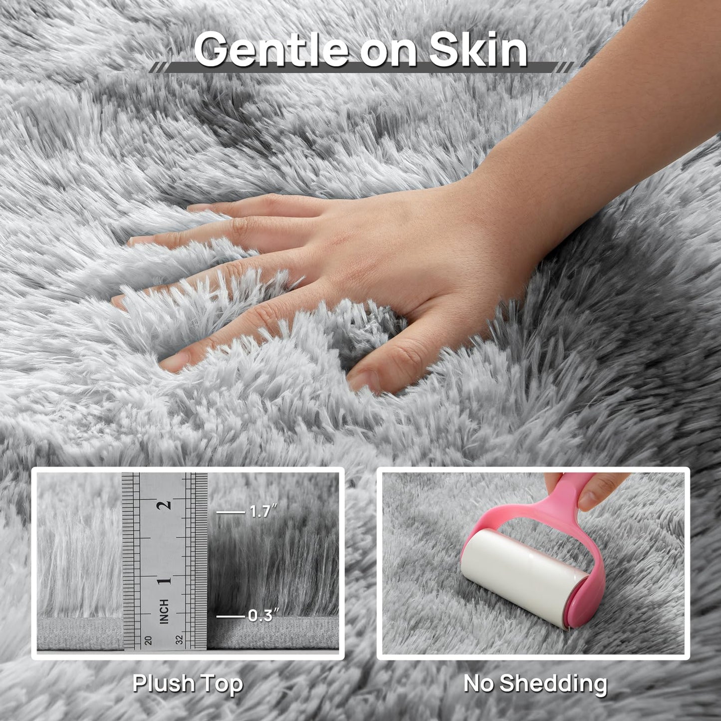 Deerhoo Large Shag Area Rugs 5 x 8, Tie-Dyed Plush Fuzzy Rugs for Living Room, Ultra Soft Fluffy Furry Rug for Bedroom, Indoor Carpet Nursery Rugs for Kids Room Home Decor, Light Grey
