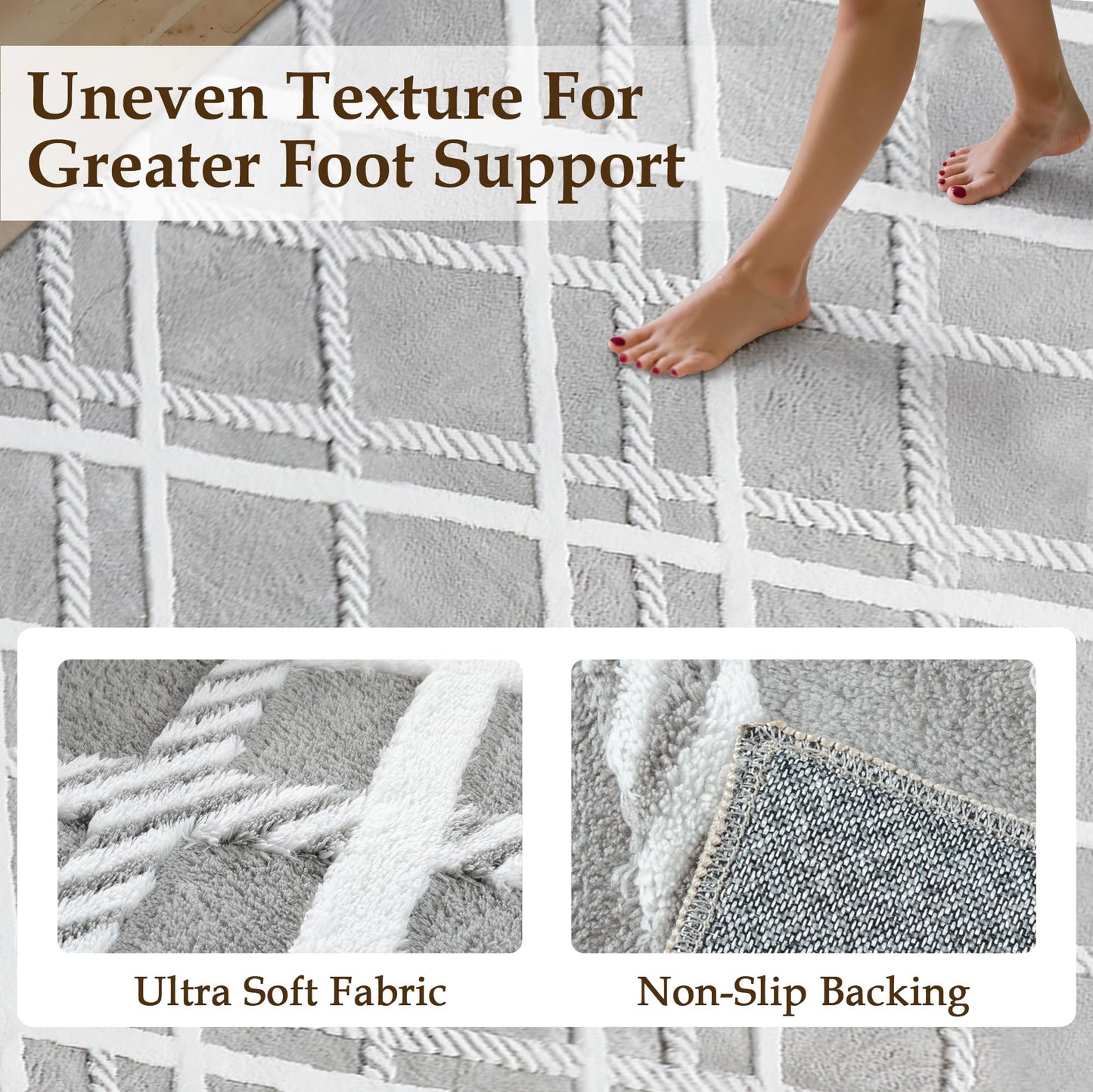 HUGEAR 8x10 Shag Area Rug Grey Modern Neutral Medium Plush Pile Super Soft Indoor Fuzzy Carpet Non Slip Non-Shedding Easy Care 0.5-inch Thick for High Traffic Areas in Living Room Bedroom Dining