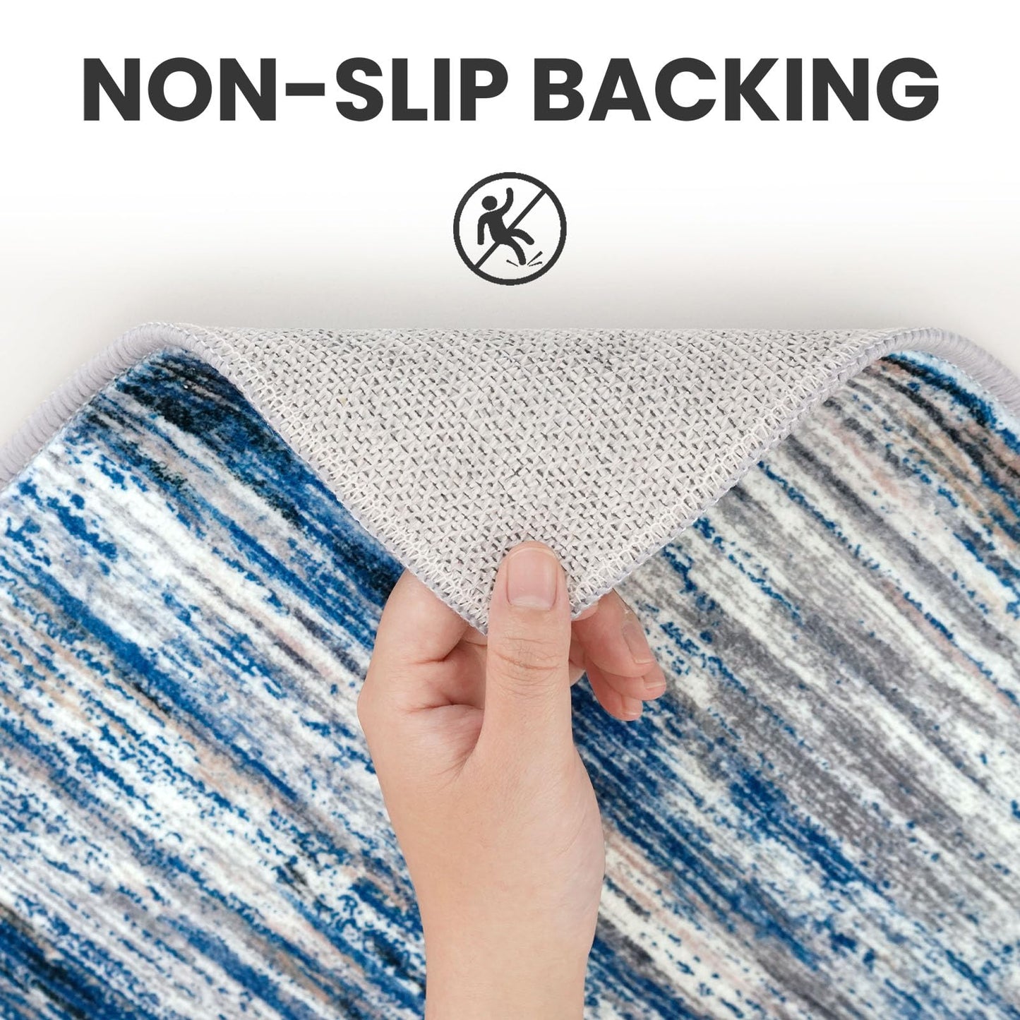 SIILOOM 2x3 Modern Abstract Rug for Entryway, Navy Blue Gray Neutral Multi Super Soft Small Area Rug, Washable Non-Slip Kitchen Rugs, Low-Pile Mat for Bedside, Indoor Door Mat