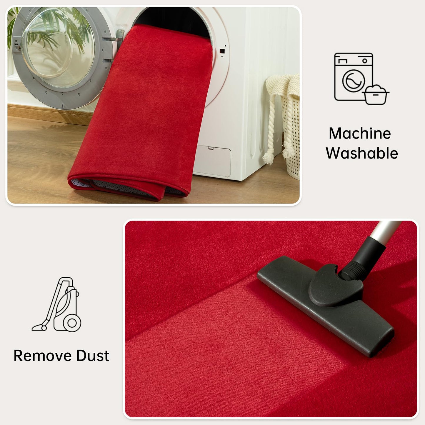Andecor Soft Area Rug, 4x6 Red Washable Rugs for Living Room Bedroom, Indoor Fluffy Carpets for Dorm Boys Girls Kids Room Nursery Home Decorations