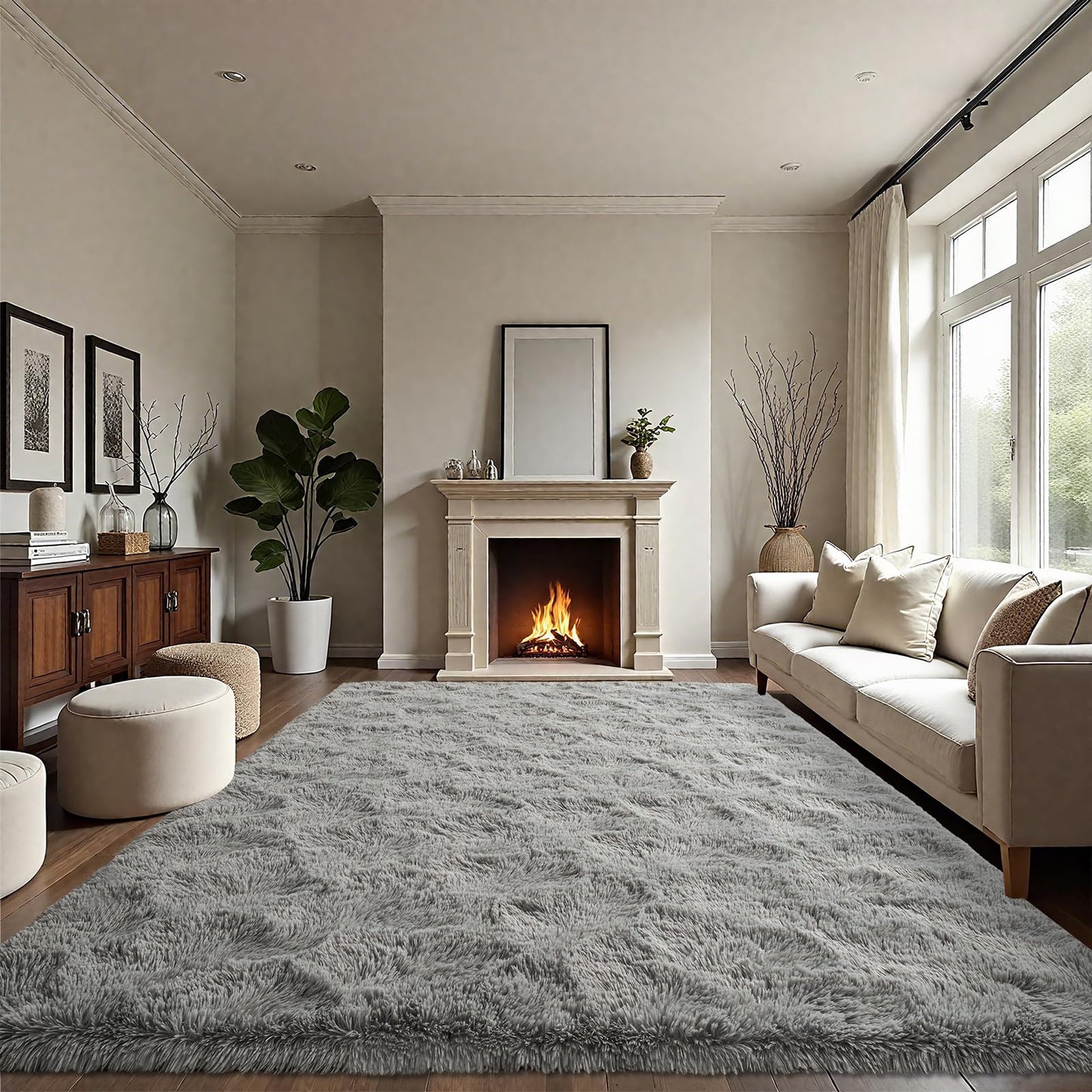 LOCHAS Ultra Soft Indoor Modern Area Rugs Fluffy Living Room Carpets for Children Bedroom Home Decor Nursery Rug 4x6 Feet, Gray