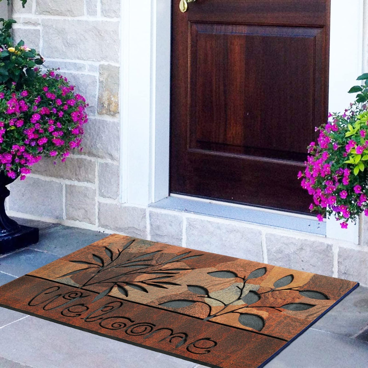 CHICHIC Door Mat Welcome Mat 18x 30 Inch Front Door Mat Outdoors for Home Entrance Outdoors Mat for Outside Entry Way Doormat Entry Rugs, Heavy Duty Non Slip Rubber Back Low Profile, Fall Leaves