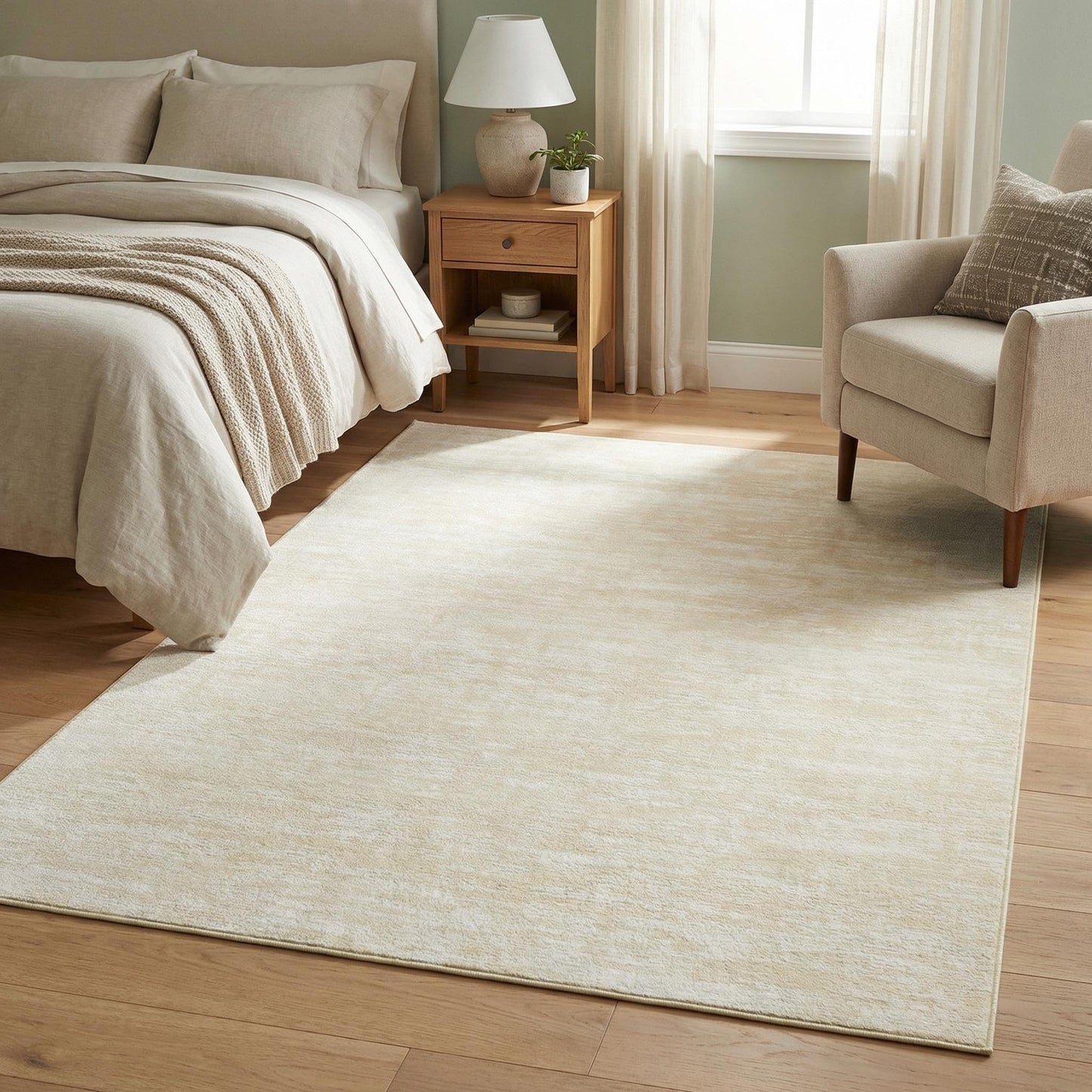 Garvee Modern Solid Rugs for Living Room 8x10 Washable Rug Large Non Slip Low Pile Foldable Carpet Ultra Soft Non-Shedding Stain-Resistant Floor Mat for Bedroom Playroom Nursery Office Dorm Cream