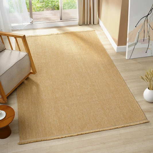 LUXE WEAVERS Modern Zig Zag Textured Jute 5x7 Area Rug, Neutral Carpet