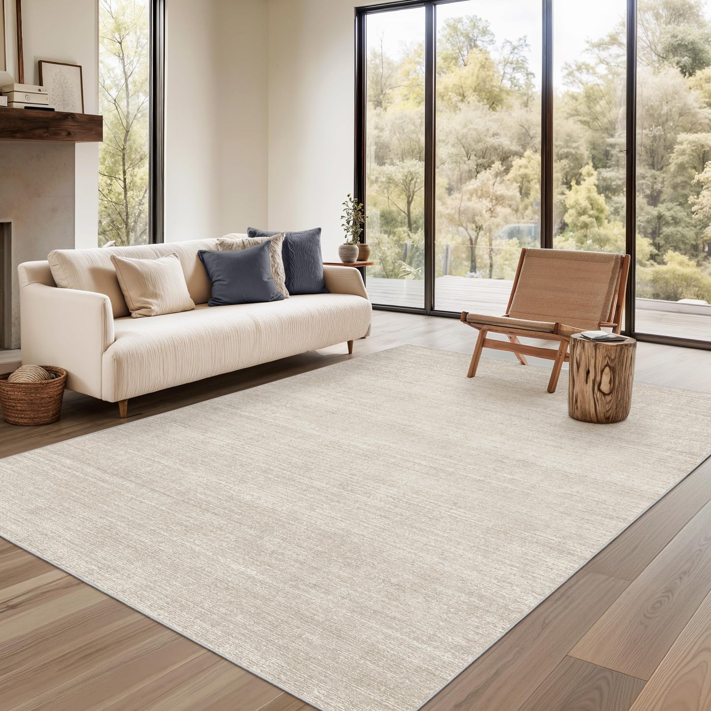 Valenrug Washable Rugs 5x8 - Stain Resistant 5x8 Area Rugs for Living Room, Non Slip Backing Printed Rugs for Bedroom, Folable Machine Washable Area Rug (5'x8', Beige)
