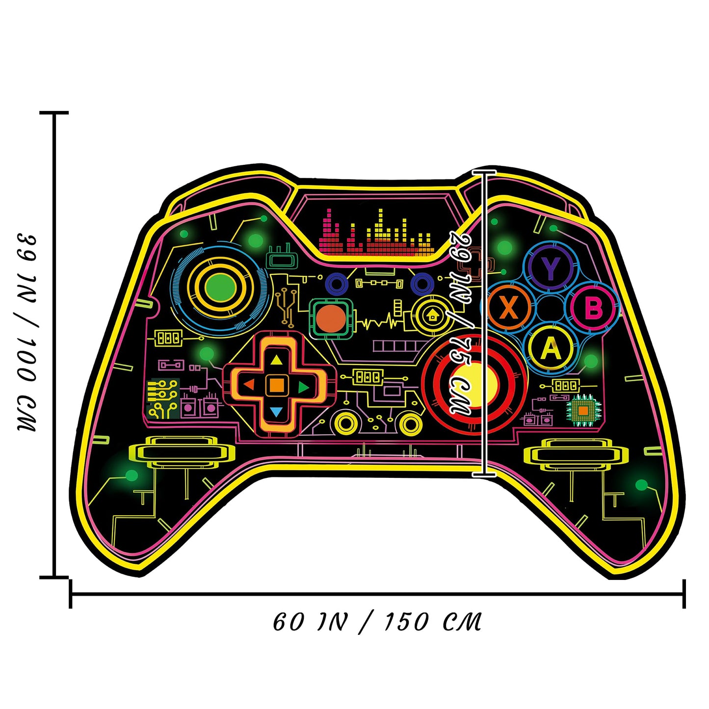 Csivoisw Gaming Rug Teen Boys Carpet Glow in The Blacklight Gamer Rug for Boys Room Playroom Non-Slip Area Rug Kids Boys Girls Game Room Casual Mat (60"x39")