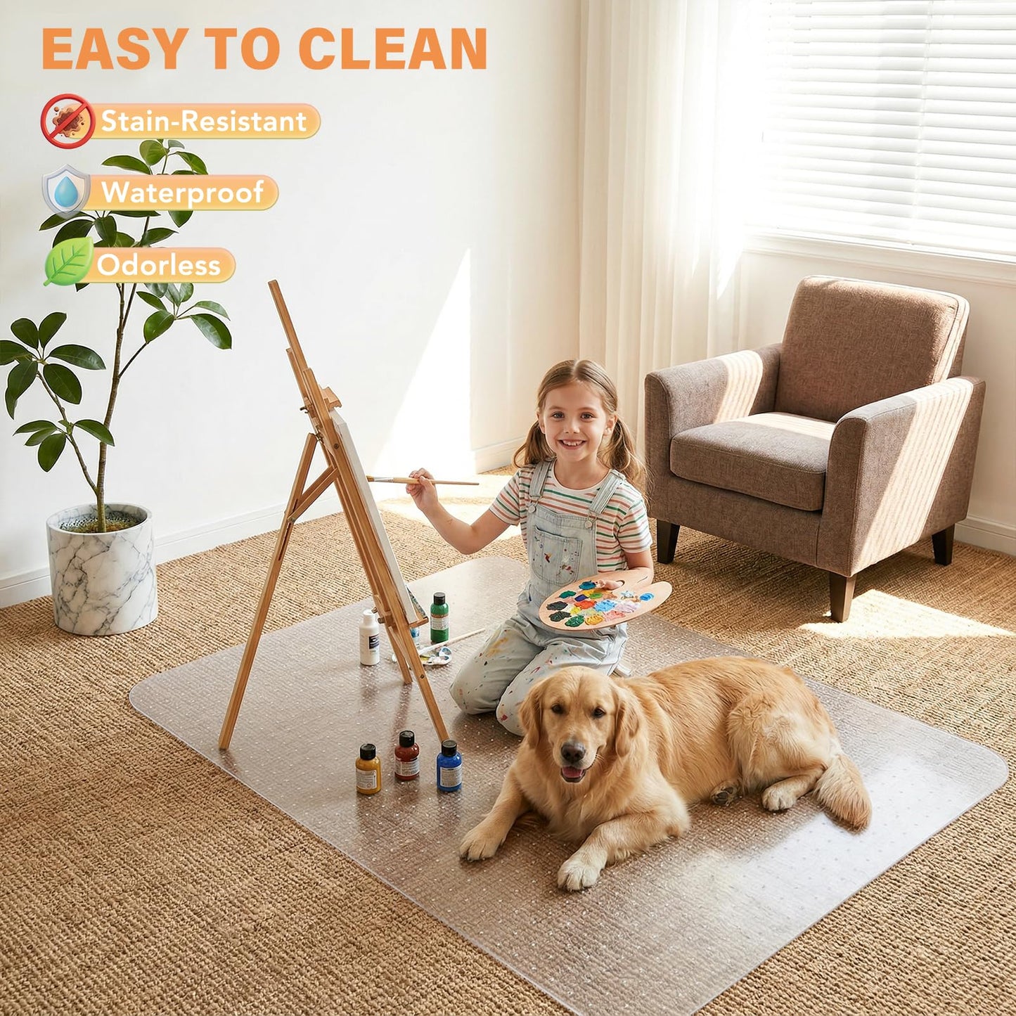 Office Chair Mat for Carpet, 36" x 48" Clear Desk Chair Mat with Lip, Heavy Duty Plastic Floor Protector for Low Pile Carpet, Smooth Easy Glide Under Desk for Office or Home