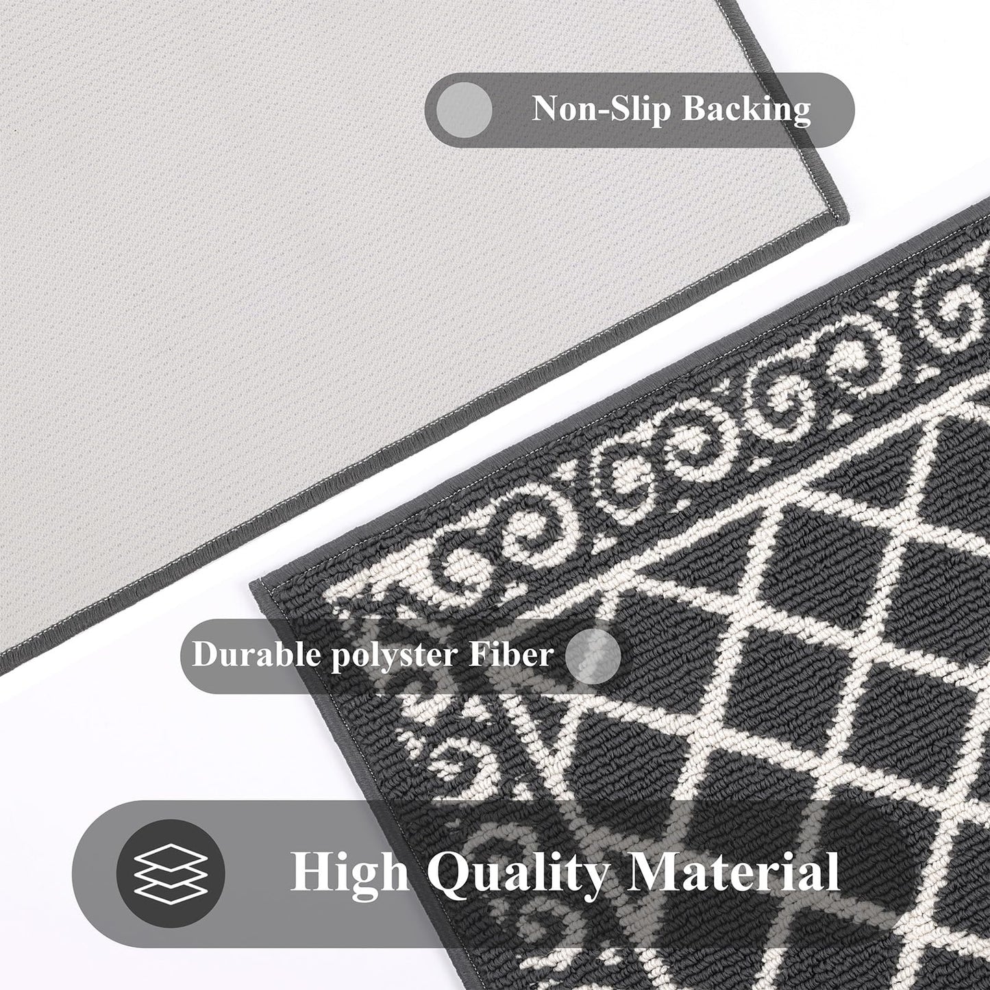HEBE Indoor Door Mat 24"x36" Non Slip, Washable Welcome Mats for Front Door Entrance, Low Profile Dirt Trapper Doormat Entry Carpet for Entryway, Kitchen, Bathroom