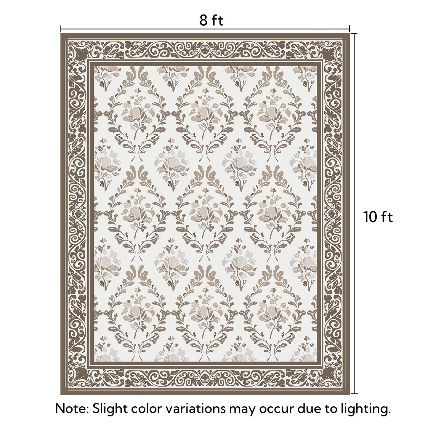 SOULFUL Medium Pile 8x10 Rugs for Living Room - Soft Underfoot Large Area Rug - Brown Boho Floral - Washable Non-Slip - Perfect for Bedroom Kids Room Under Dining Table Office