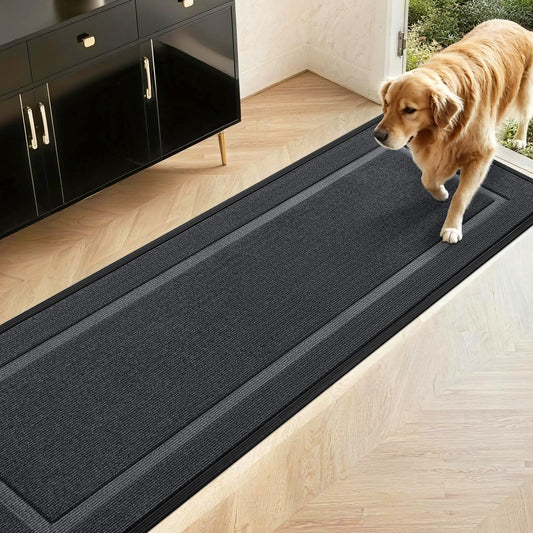 Extra Large Front Door Mat Outside Entrance Indoor Doormat, 71" x 24" Outdoor Mats For Patio Waterproof, Outdoor Door Mats For Outside Entry, Indoor Rugs for Entryway, Sturdy Natural Rubber, Drak Gray