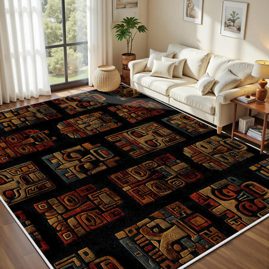 Native American Rugs for Living Room, 8x10 Rug, Southwestern Indian Tribal Colorful Rustic Carpet, Soft Non-Slip Washable Carpet for Bedroom, Cabin, Country Style, Large Tribal Home Decor