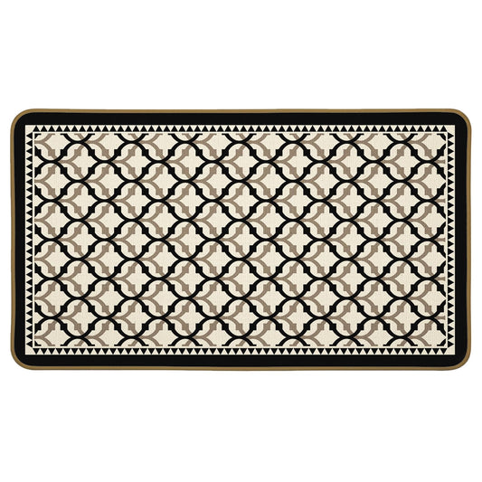 YRDBGHZDF Black and Beige Abstract Doormat, Abstract Geometric Pattern Door Mat Outdoor Indoor Entrance, Mid Century Modern Welcome Doormats Home Decor for Outdoor Entrance, 17x30 Inches