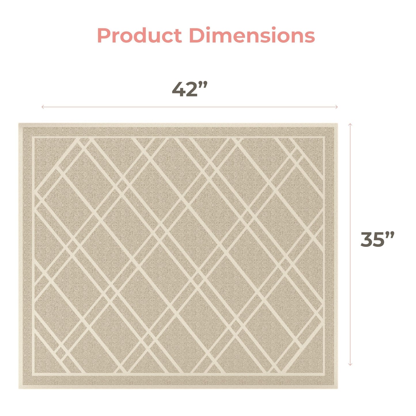 SlipToGrip Universal Door Mat, Plaid Design - Light Beige, 42 x 35 - Anti Slip, Durable and Washable, Outdoor and Indoor Floor Welcome Mat - Front Door, Dust Absorbent