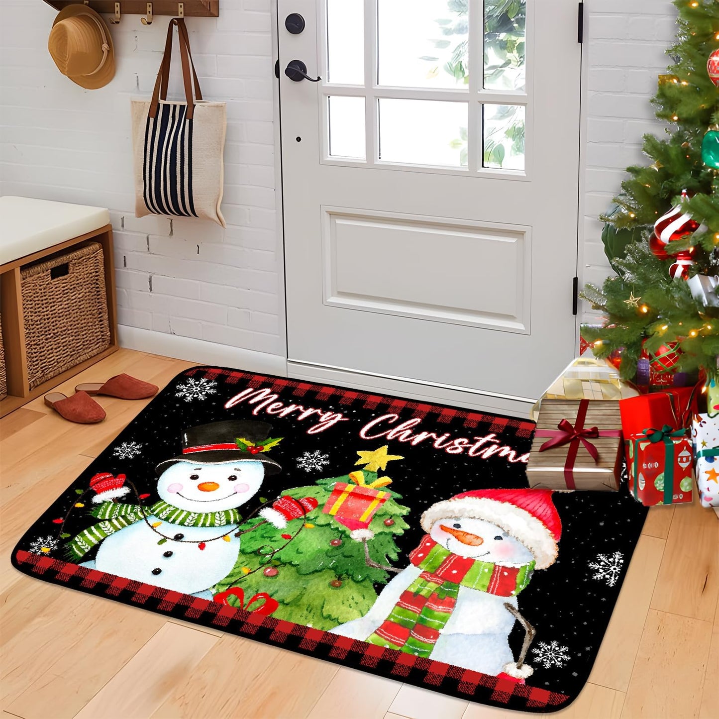 Svepndic 32"x47" Merry Christmas Decorative Doormat Indoor Mat Welcome Floor Mat Non Slip Blanket,Washable Entrance Door Mats,Low Profile Winter Christmas Door Mat